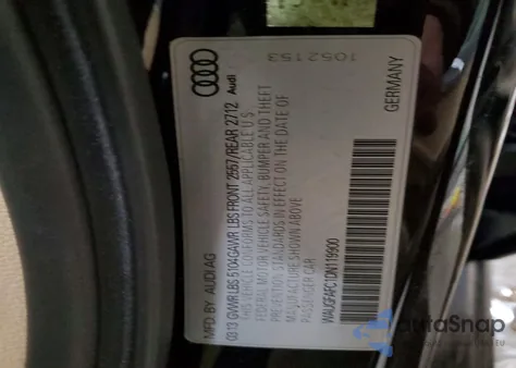 2013 Audi A6 Premium Plus z USA, uszkodzony, nr VIN WAUGFAFC1DN119900